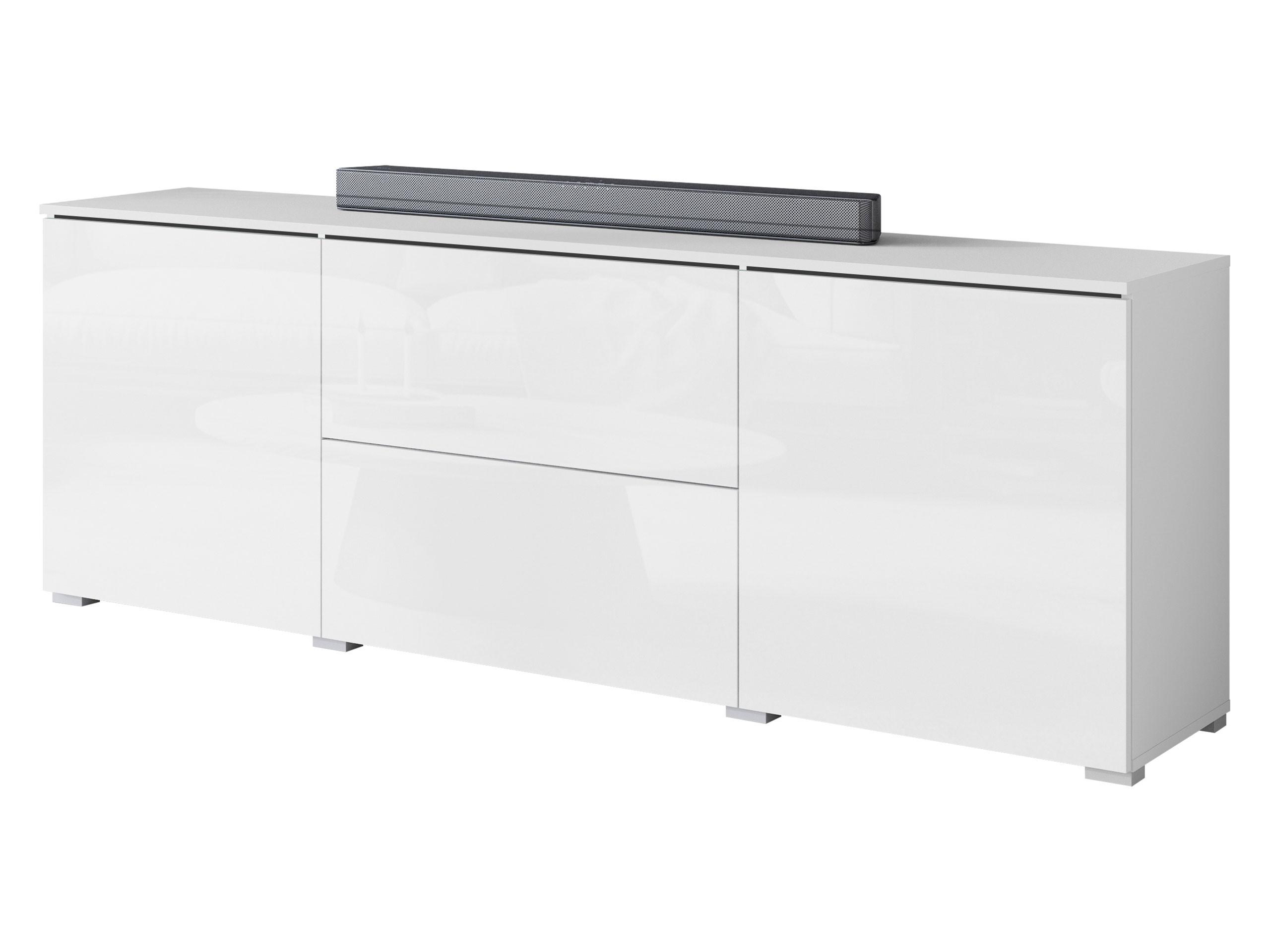 TV-LOWBOARD Vera 180 - Weiß Hochglanz/Silberfarben, Holzwerkstoff/Kunststoff (180/62/35cm) - MIRJAN24