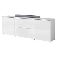 TV-LOWBOARD Vera 180 - Weiß Hochglanz/Silberfarben, Holzwerkstoff/Kunststoff (180/62/35cm) - MIRJAN24