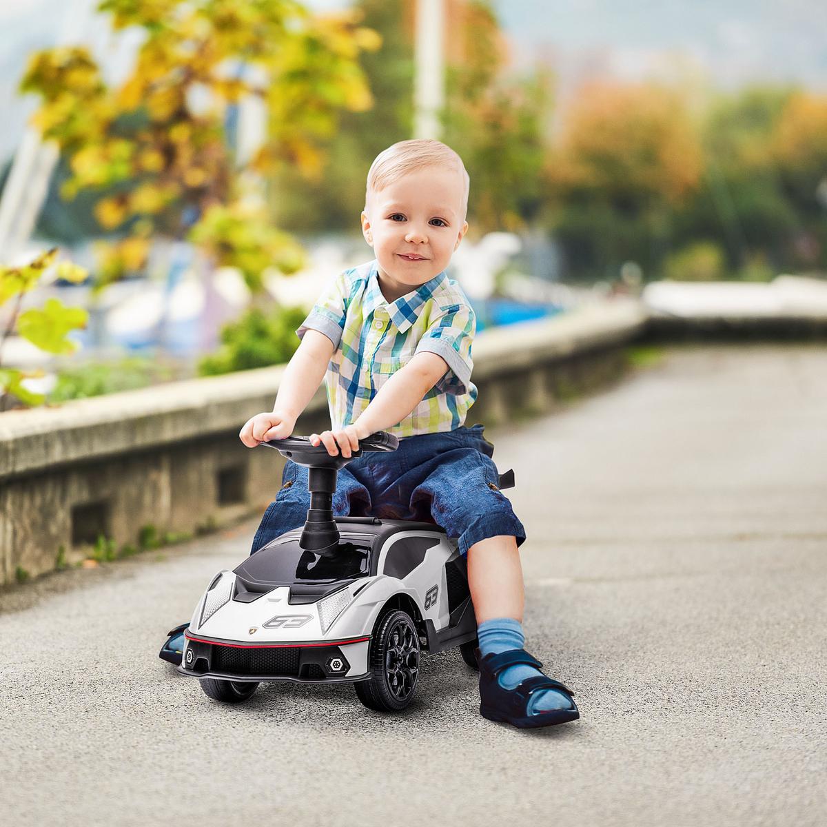 KINDER RUTSCHAUTO, Weiß+Schwarz, Kunststoff+ Metall - Weiß, Metall (67/28/38cm) - AIYAPLAY