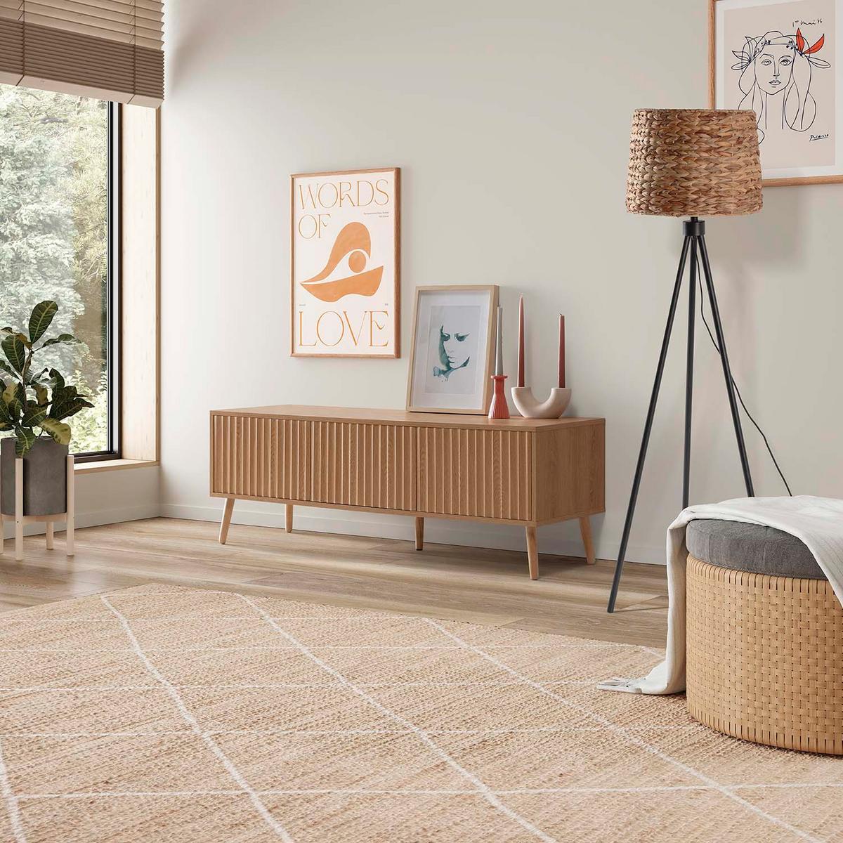 STEHLEUCHTE 53/53/144 Kiomi - Beige, Naturmaterialien (53/53/144cm) - VS Venta-stock