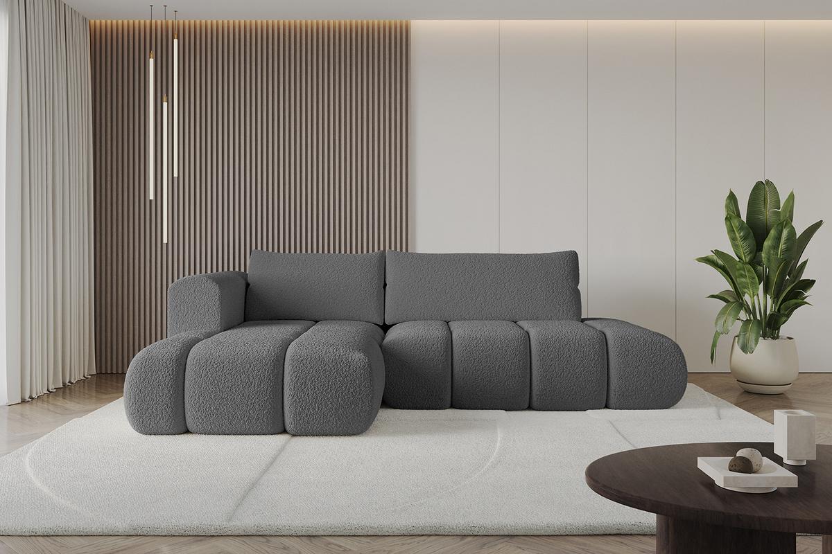 ECKSOFA Ottomane Links CLOUD-L 280x185x90 Grau Bouclé - Grau, Holzwerkstoff/Kunststoff (280/185cm) - ALTDECOR