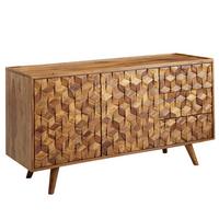 SIDEBOARD – Massivholz, 138x76x45 cm, mit Türen und Schubladen - Braun, Holz (138/76/45cm) - KADIMA DESIGN