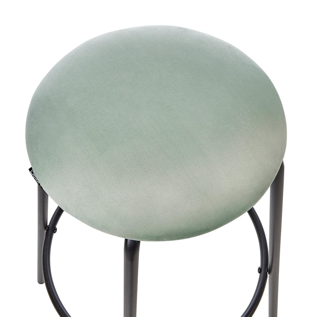 BARHOCKER 2er-Set Samtstoff Mintgrün Morton - Schwarz/Mintgrün, Textil (43/75/43cm) - Beliani
