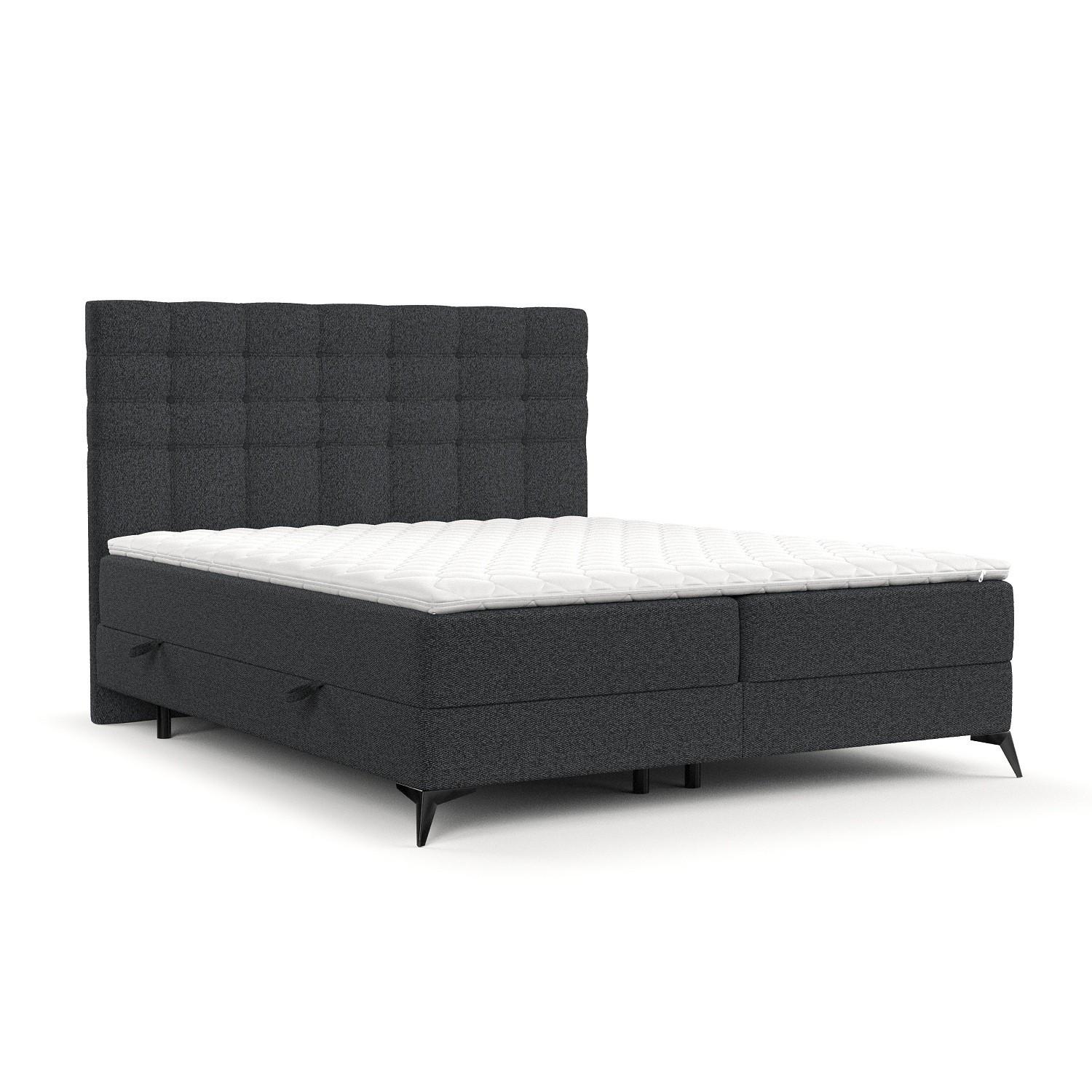BOXBETT Niro 140/200 cm Anthrazit im Riva Stoff - Anthrazit/Schwarz, Holz/Holzwerkstoff (140/200cm) - AltaBeds