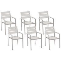 GARTENSTUHL 6er-Set Kunstholz weiß Vernio - Weiß, Kunststoff (54/88/57cm) - Beliani