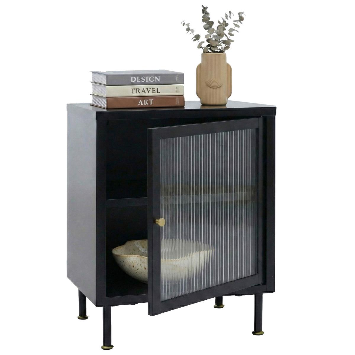 NACHTTISCH rechteckig Schwarz - Schwarz, Metall (41/55/41cm) - MCW