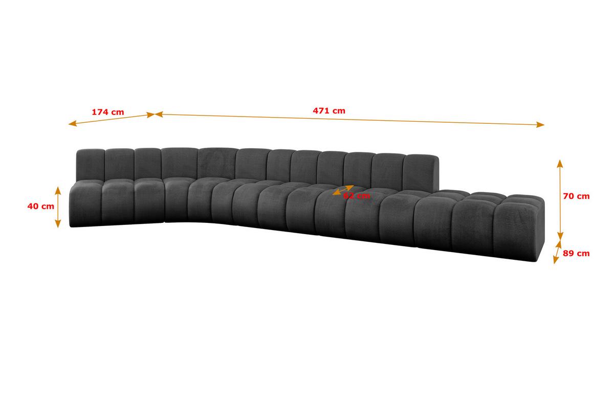 ECKSOFA modulares Sofa Brilo-L2 - 471x174x70 cm Schwarz - Schwarz, Holzwerkstoff/Textil (471/174cm) - ALTDECOR