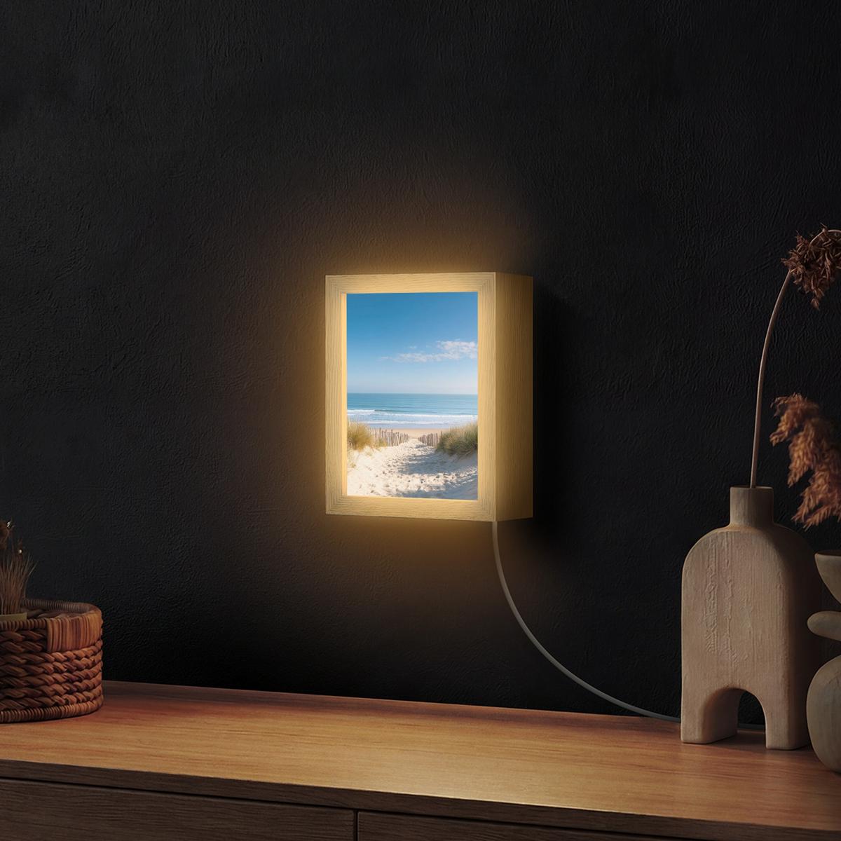 WANDLEUCHTE Strand - Meer - Düne - Sand - Sommer 15x20 cm - Sandfarben, Holzwerkstoff (15/20/8cm) - OnlyWow