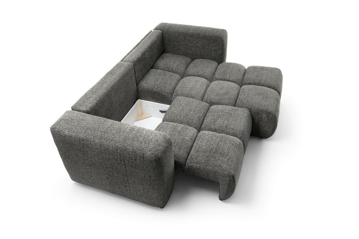 ECKSOFA ARTE 01 Grau Chenille mit Schlaffunktion - Dunkelgrau, Holz (245/177cm) - MASSENO