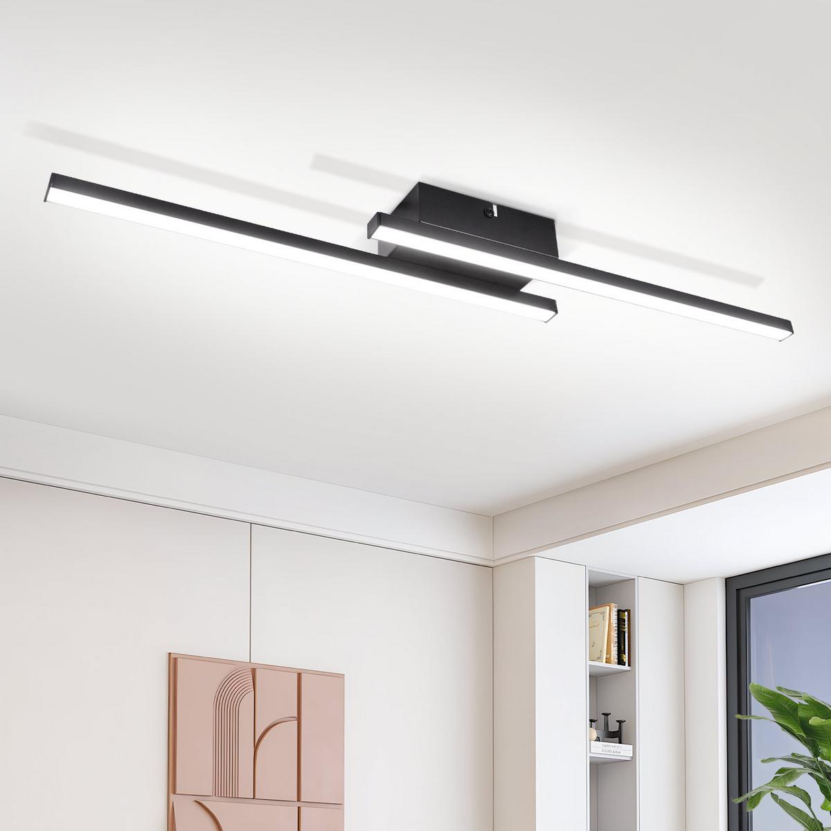 LED DECKENLEUCHTE Orythos 61.5/7/4.8 cm - Schwarz, Kunststoff/Metall (61.5/7/4.8cm) - ZMH