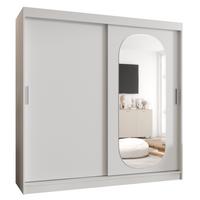SCHIEBETÜRENSCHRANK mit Spiegel ROYAL 200/200/62 2-türig - Silberfarben/Weiß, Holz (200/62/200cm) - MÖBEL KRYSPOL