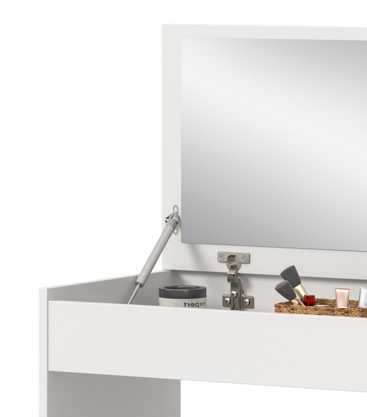 SCHMINKTISCH in weiß 62 x 84 cm, Kosmetiktisch mit Spiegel und Soft-Close - Weiß, Glas/Holzwerkstoff (62/84/40cm) - Inn.Furn