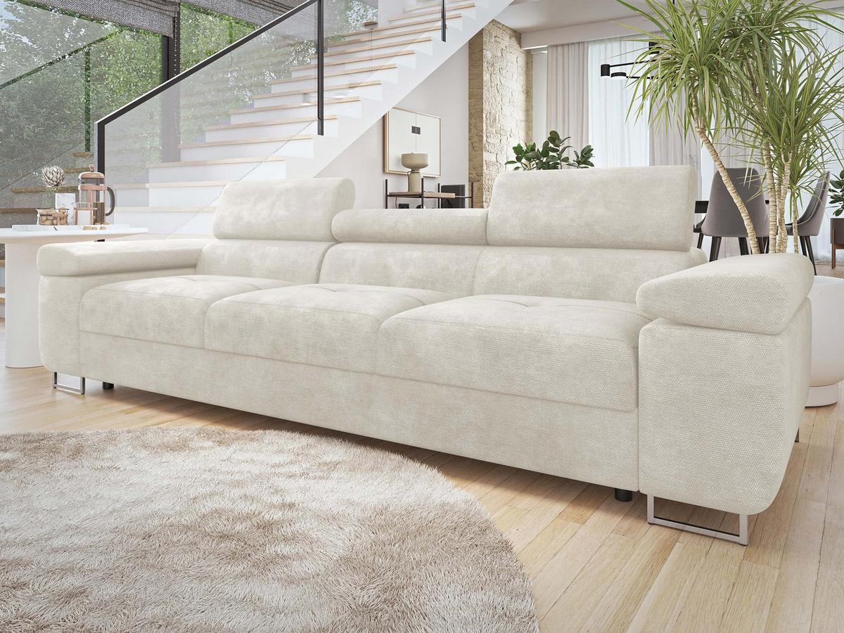 SOFA Torezio 3 - Creme, Holz/Textil (263/90/102cm) - MIRJAN24