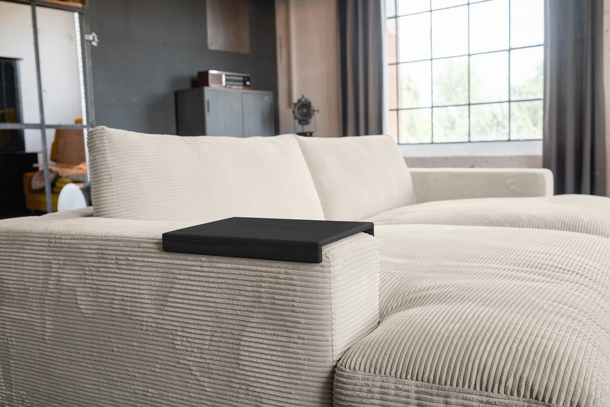 BIG SOFA-SET 7-TLG MADELINE Cremeweiß Cord - Creme/Schwarz, Kunststoff/Textil (290/85/170cm) - KAWOLA