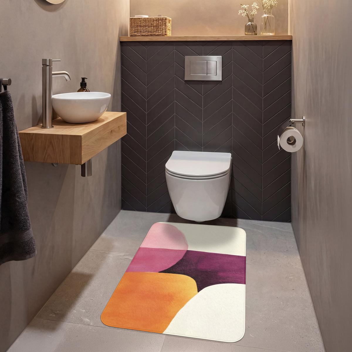WC-VORLEGER Formen - Abstrakt - Farbenfroh Toilettenvorleger 60x90 cm - Terracotta, Textil (60/1cm) - OnlyWow