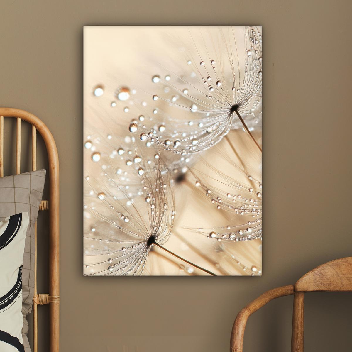 LEINWANDBILD Löwenzahn - Abstrakt - Natur - Beige Wandbild Wohnzimmer 60x80 cm - Braun, Textil (60/80cm) - MuchoWow