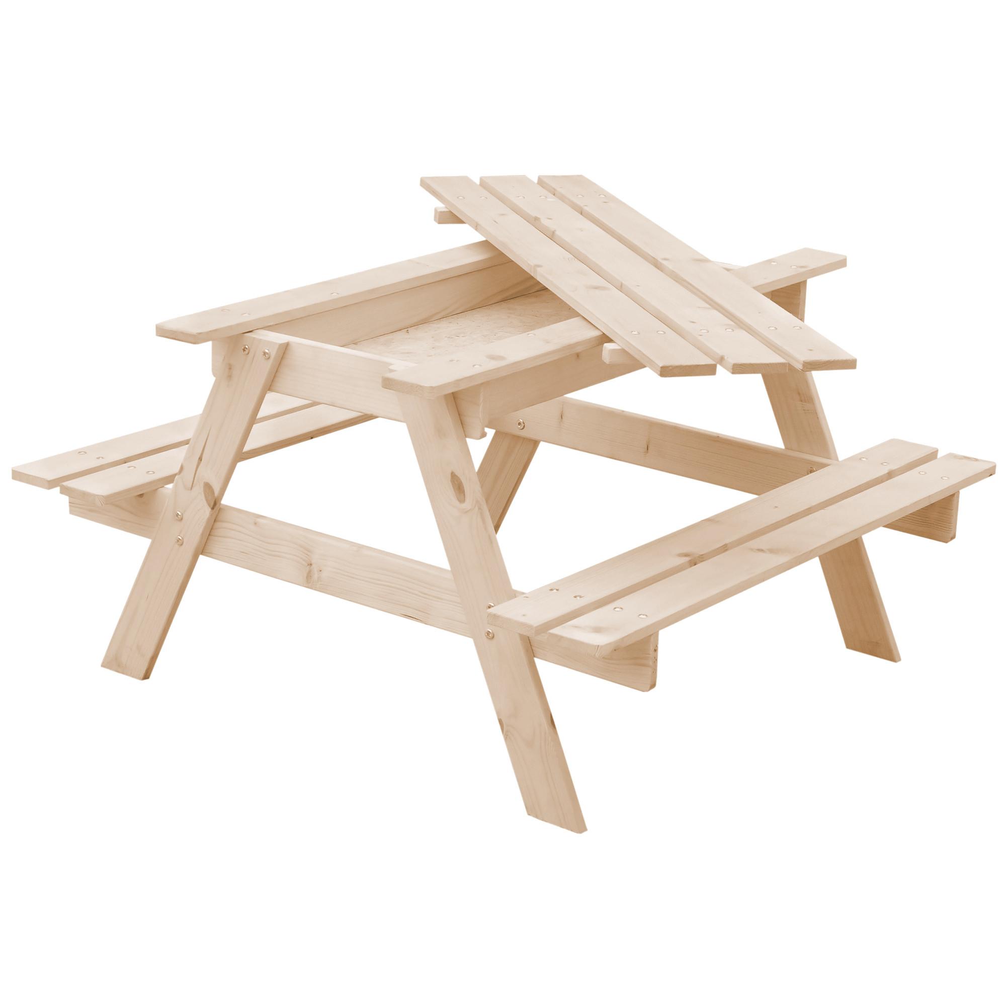 KINDERSTUHL-SET aus Naturholz mit Staufach - H50 x 90 x 90 cm - M010-1 - Beige, Holz (90/50/90cm) - Timbela