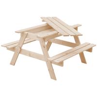 KINDERSTUHL-SET aus Naturholz mit Staufach - H50 x 90 x 90 cm - M010-1 - Beige, Holz (90/50/90cm) - Timbela