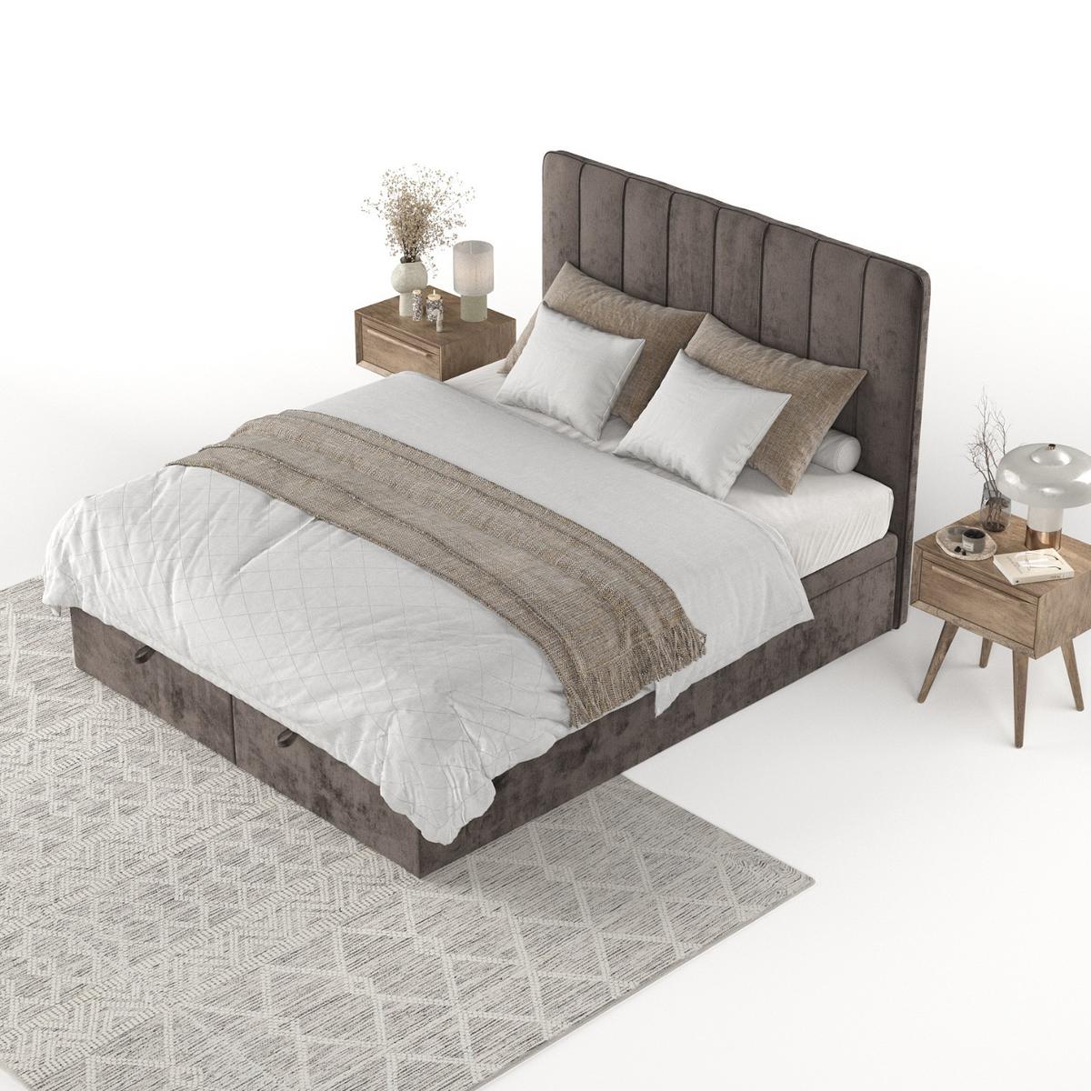POLSTERBETT Vienna mit Stauraum 160/200 cm Braun im Lotta Stoff - Schwarz/Braun, Holz/Holzwerkstoff (160/200cm) - AltaBeds