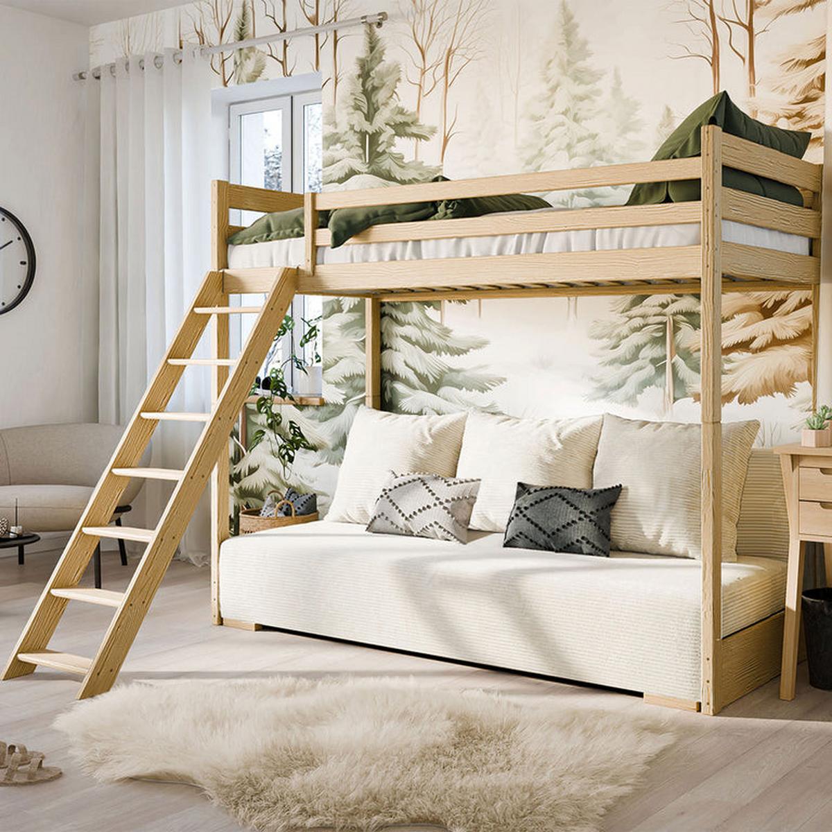 BETT 90/200 Orlane Holz und Weiß - Weiß, Holz (90/200cm) - Petits-meubles