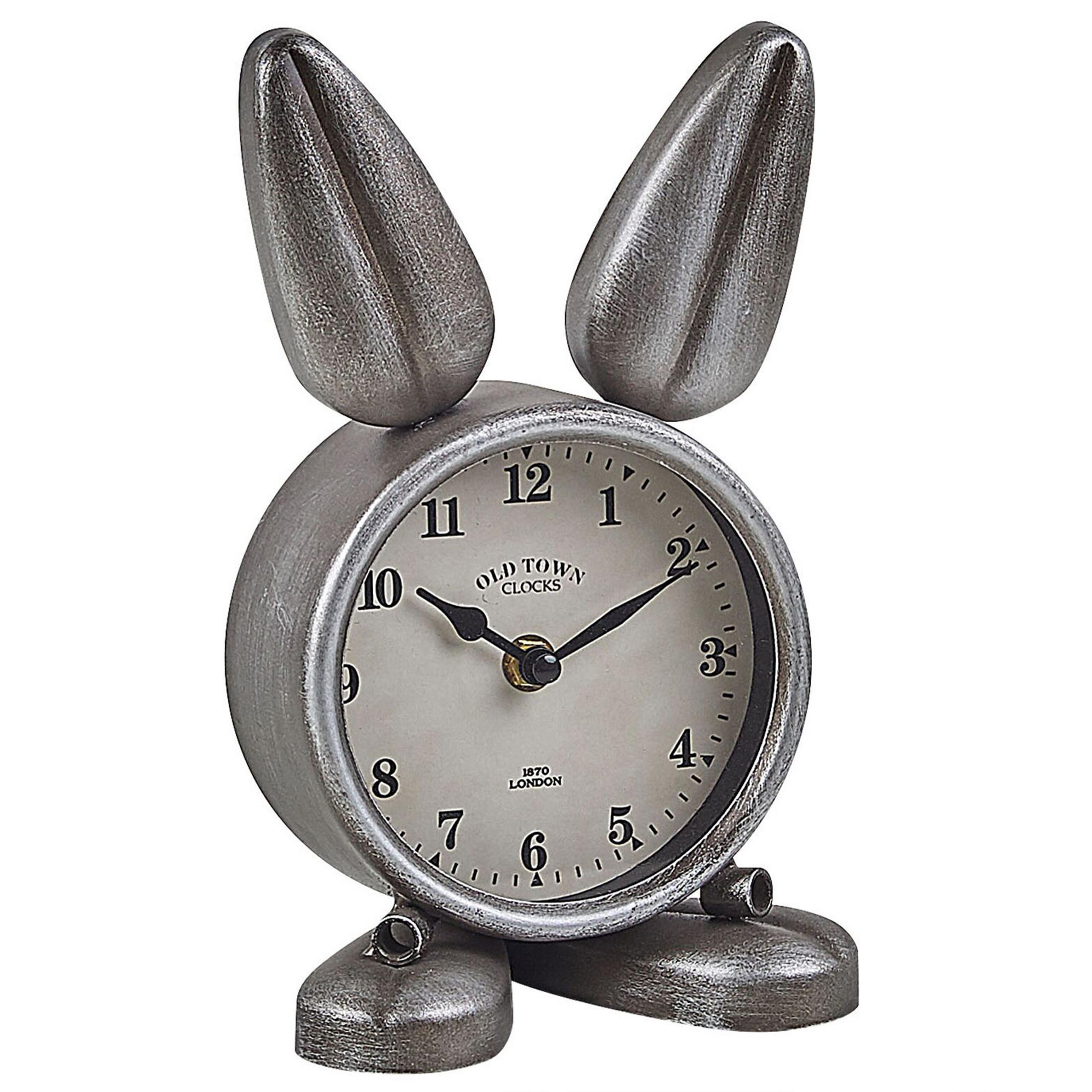 TISCHUHR Silber/Weiß/Schwarz Thusis - Silberfarben/Schwarz, Metall (15/24/10cm) - Beliani