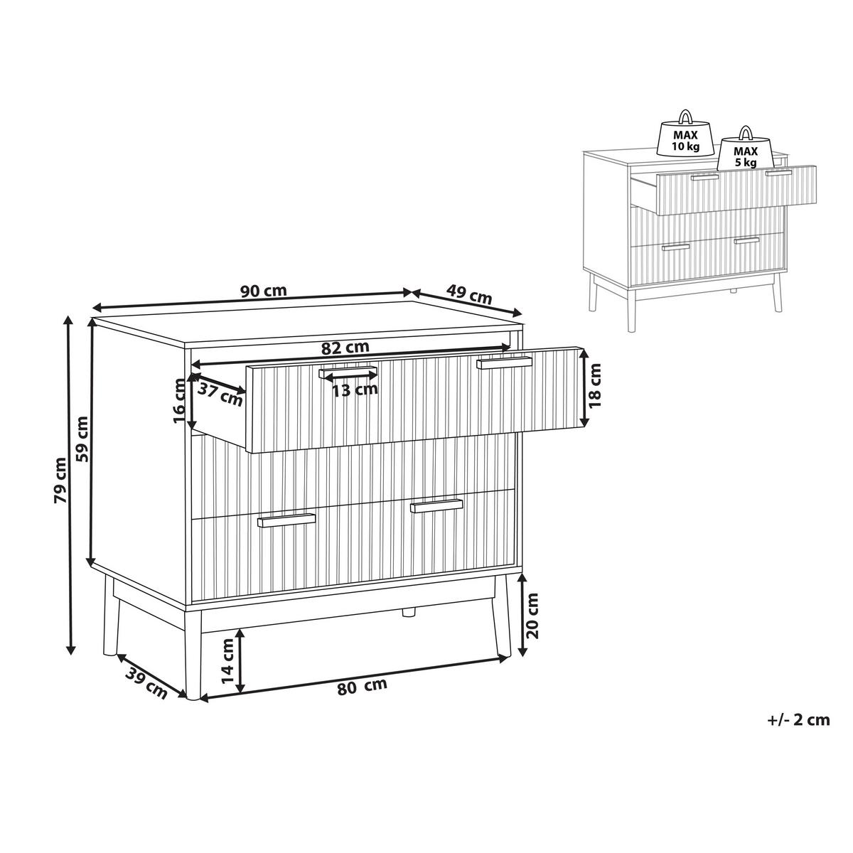 KOMMODE mit 3 Schubladen Hellbraun Lynwood - Braun, Holzwerkstoff (90/79/49cm) - Beliani