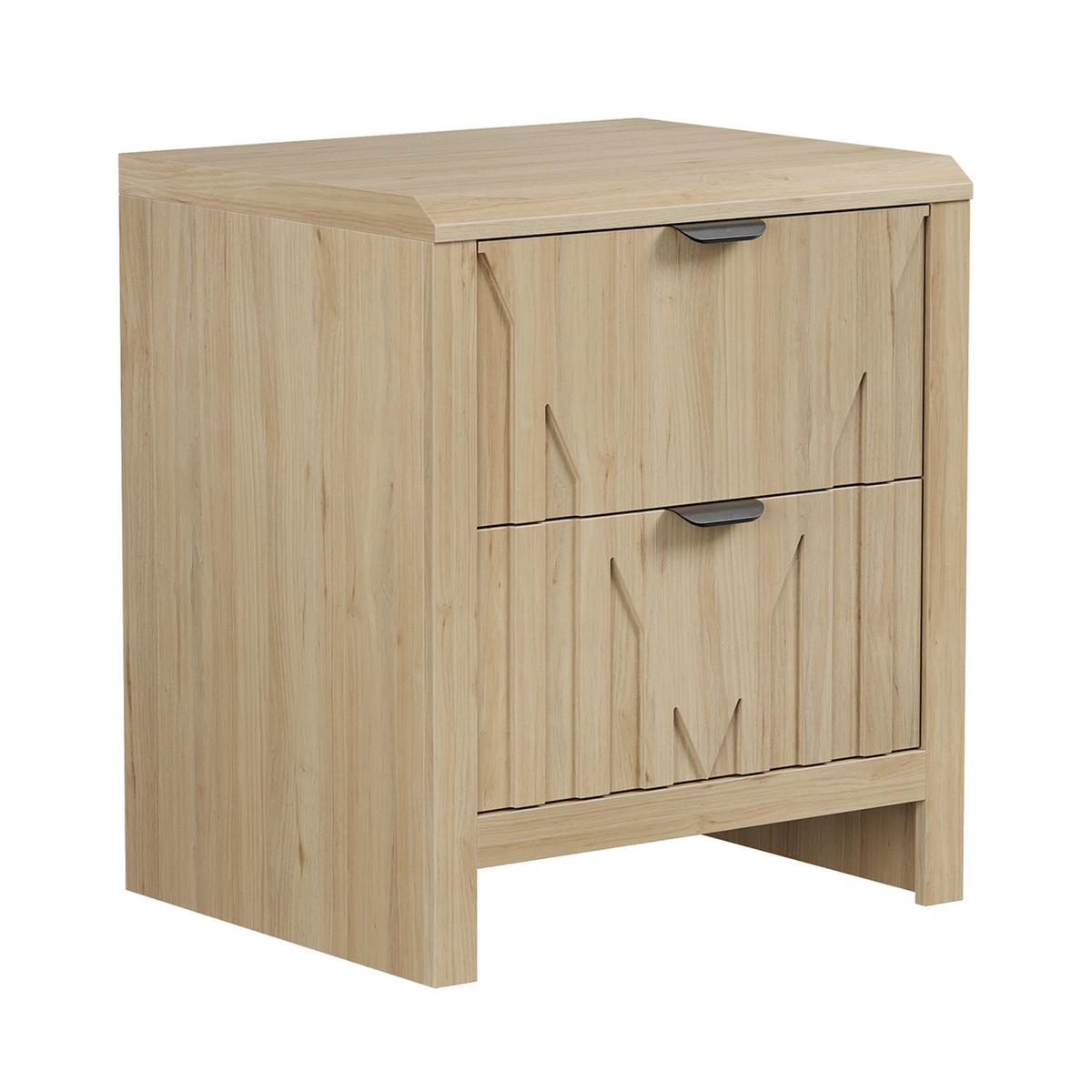 NACHTTISCH Eichenoptik mit 2 Schubladen Mid-Century Modern Metallgriffe - Eichefarben, Holzwerkstoff (48/55.5/40cm) - Urban Meuble