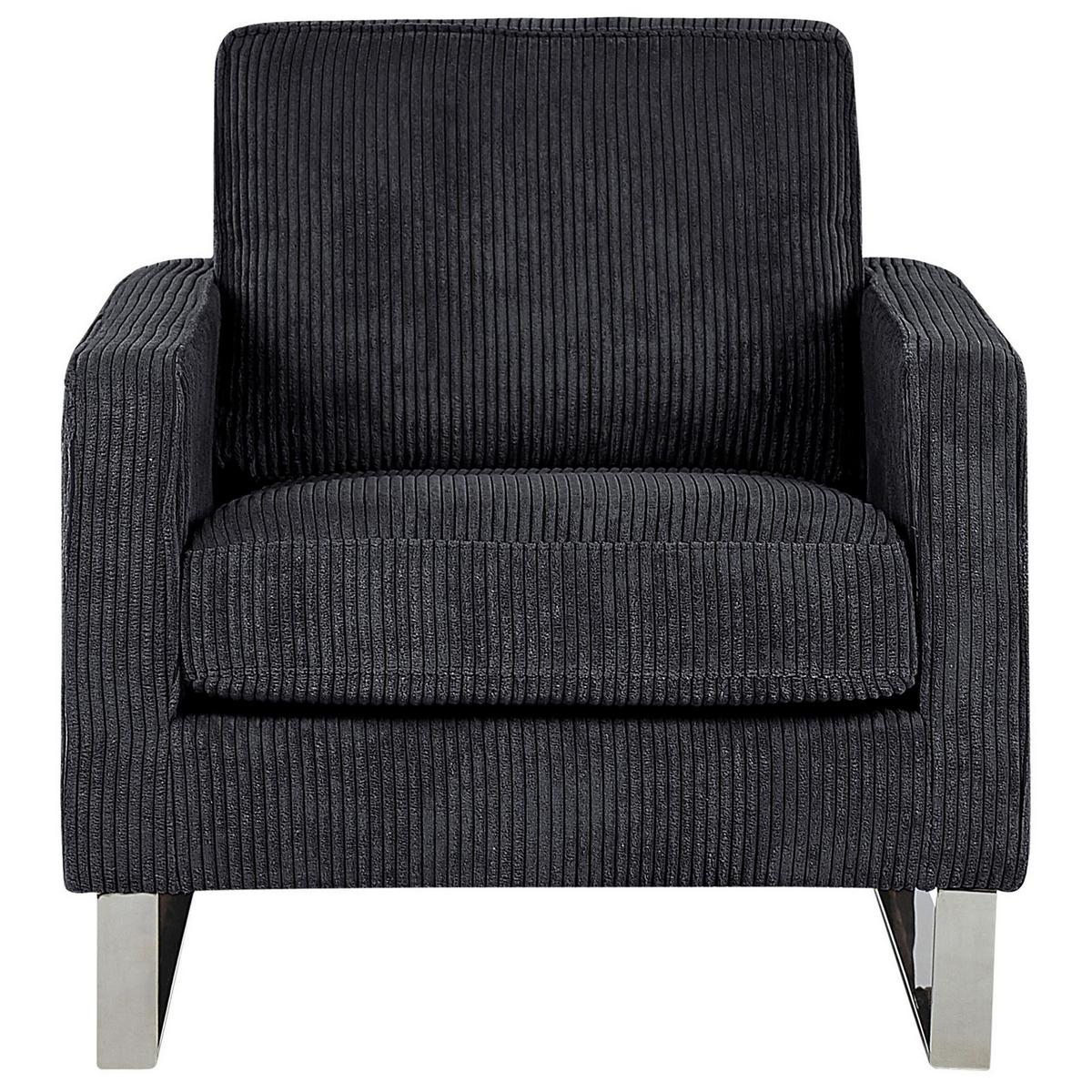 SESSEL Cord Schwarz Vind - Schwarz, Textil/Metall (76/82/82cm) - Beliani