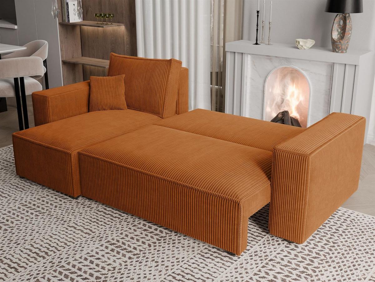 ECKSOFA Adara Mit Schlaffunktion - Hellbraun, Holzwerkstoff/Textil (244/145cm) - Fun Möbel