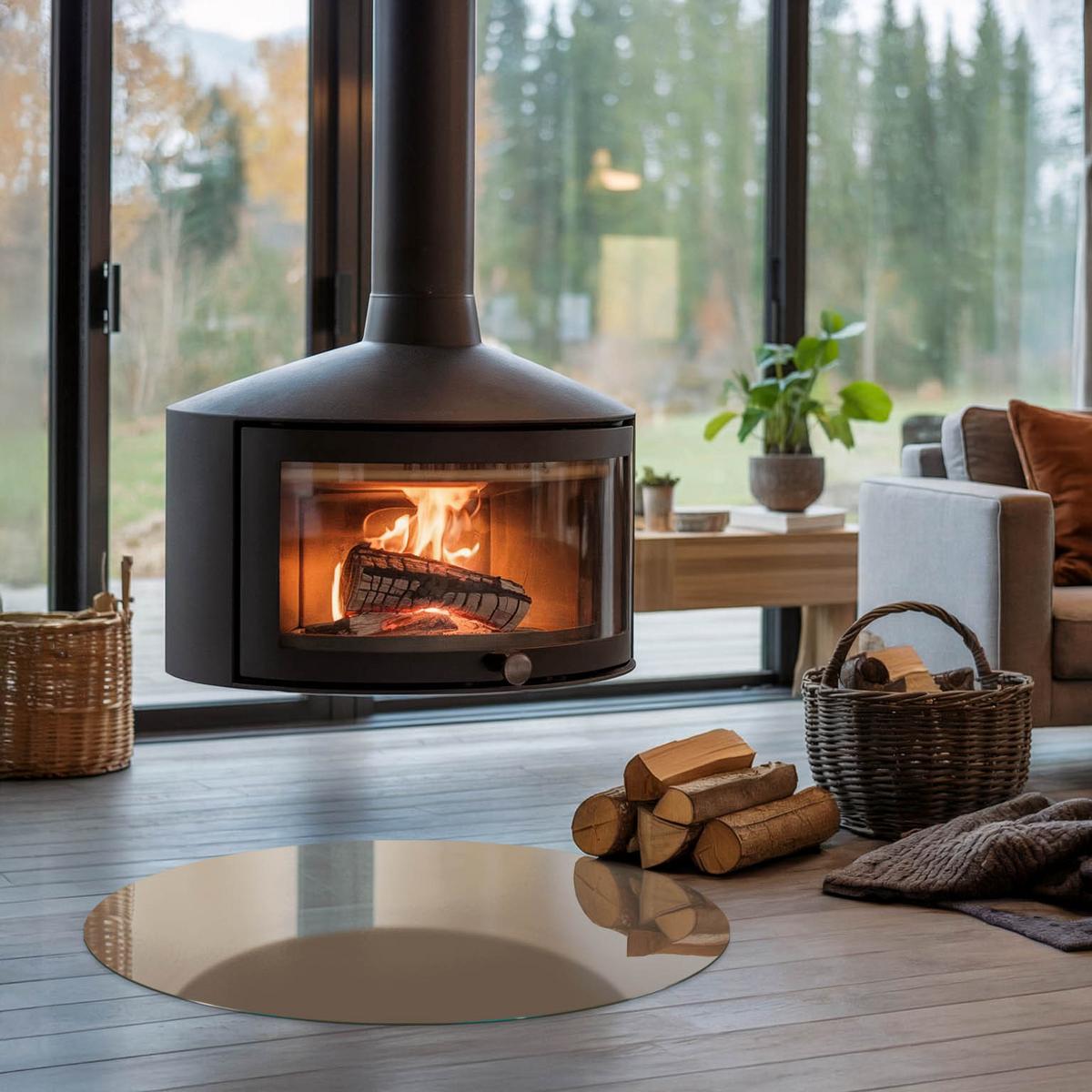 GLASPLATTE für Kamin Ø 80 cm - Braun, Glas (80/80/0.4cm) - TULUP