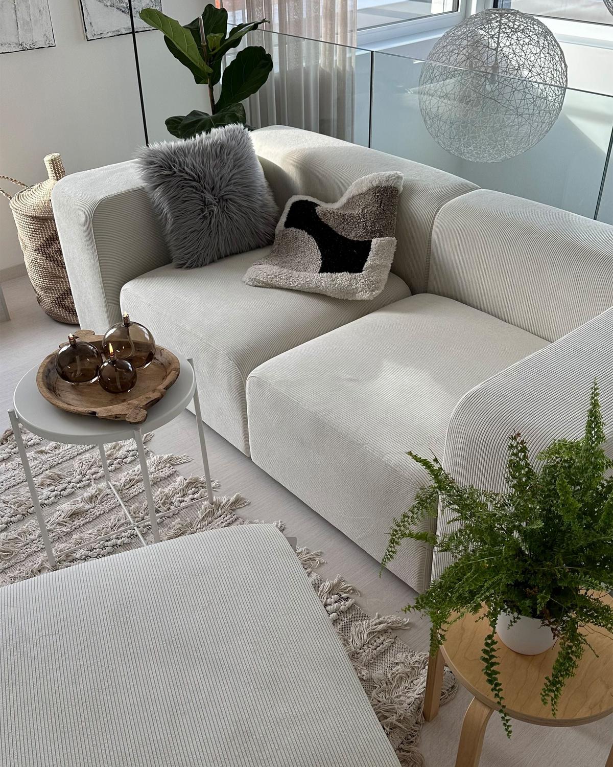 2-SITZER-SOFA Cord cremeweiß Falsterbo - Weiß, Textil (204/70/105cm) - Beliani
