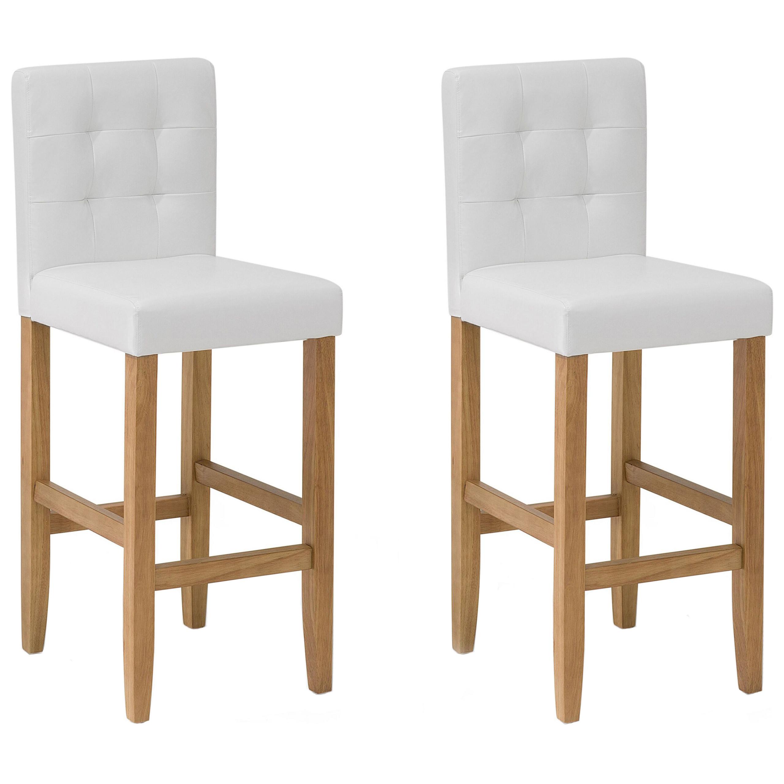 BARSTUHL 2er-Set Kunstleder Weiß Madison - Weiß, Holz/Textil (45/110/58cm) - Beliani