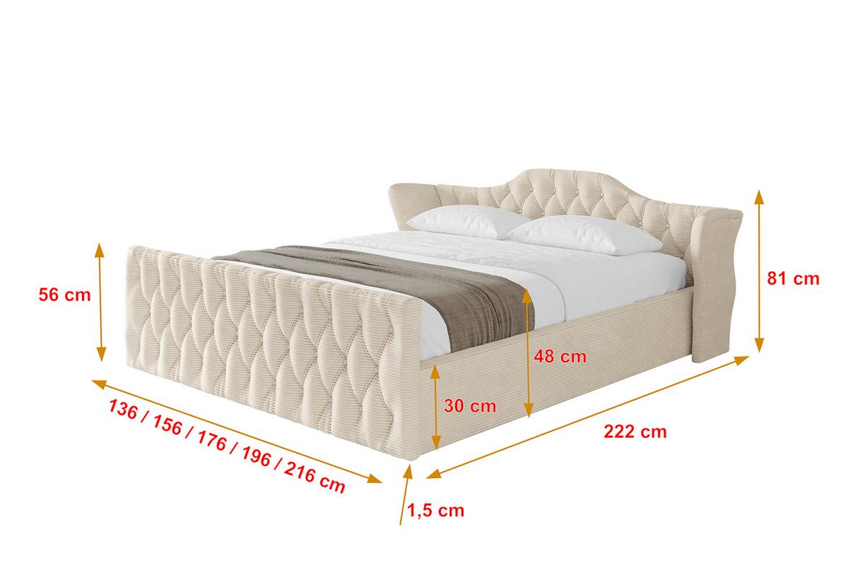 POLSTERBETT mit Bettkasten, Fußteil und Lattenrost, Boxbett ohne Matratze - ZORAN-Z-V1 120x200 Beige - Creme, Holzwerkstoff/Textil (120/200cm) - ALTDECOR