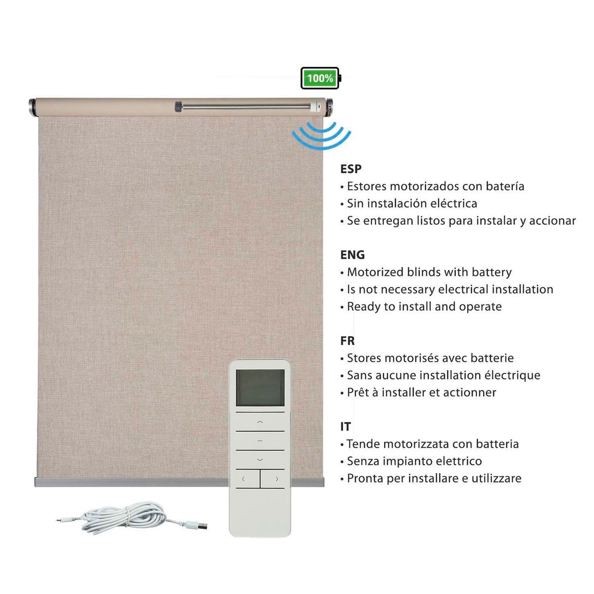 ROLLO motorisiert Beige, 100 x 250 cm - Beige, Kunststoff (100/250cm) - STORESDECO