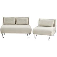 3-SITZER-SOFA SET hellbeige/schwarz Vestfold - Beige/Schwarz, Textil (78/78/130cm) - Beliani
