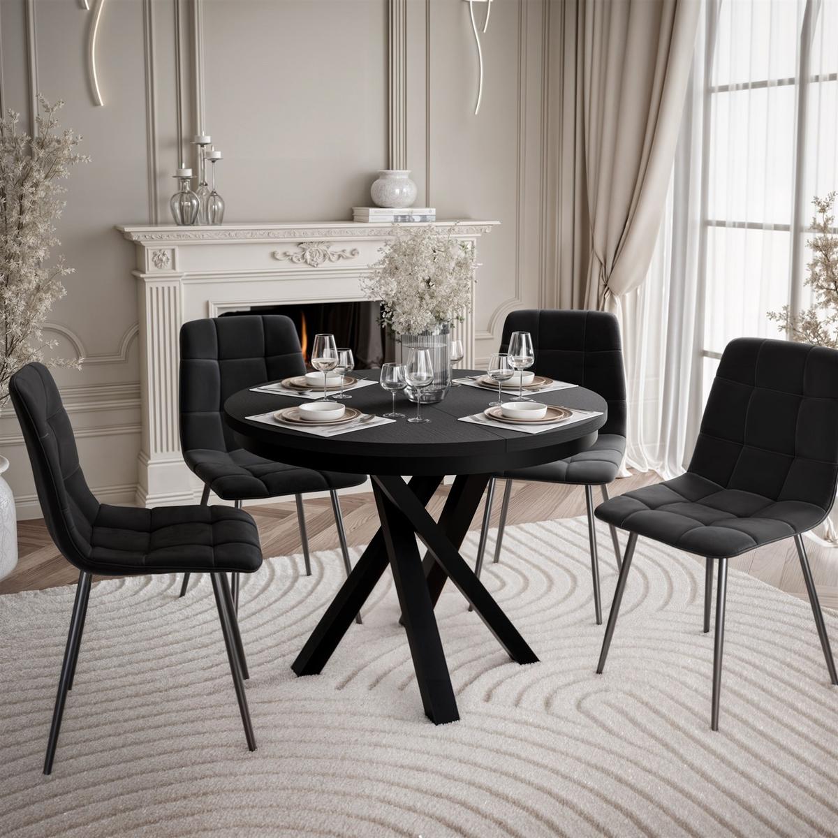 ESSTISCH LUMI, Schwarz - Schwarz, Holzwerkstoff (100/100/75cm) - Lookway