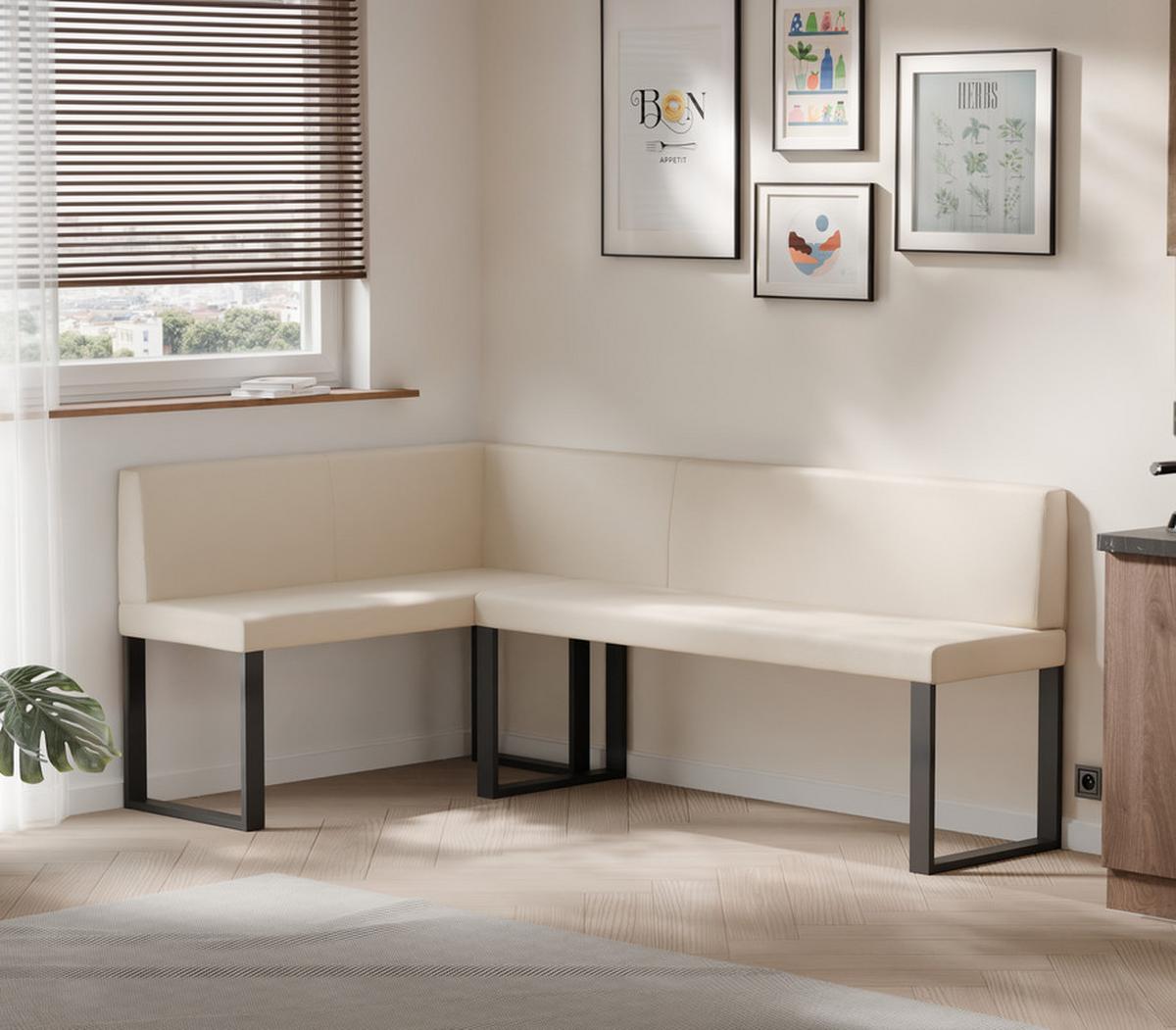 ECKBANK links SANA U Kunstleder glatt, 142/196 cm Beige - Beige, Kunststoff/Textil (142/196cm) - Idohome
