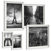 BILDER SET 5er Set - 50x50 cm & 20x30 cm & 40x60 cm Weißer Rahmen - Sommerstrände, Meereslandschaft - Weiß, Kunststoff (40/60cm) - TULUP