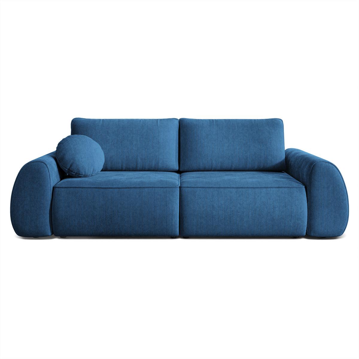 BETTSOFA ZEFEO Blau Kordstoff mit Schlaffunktion - Blau, Textil (264/96/106cm) - MASSENO