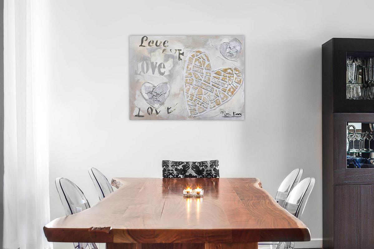 ACRYLBILD HANDGEMALT 80/60 cm - Beige/Grau, Holz/Textil (80/60cm) - KUNSTLOFT