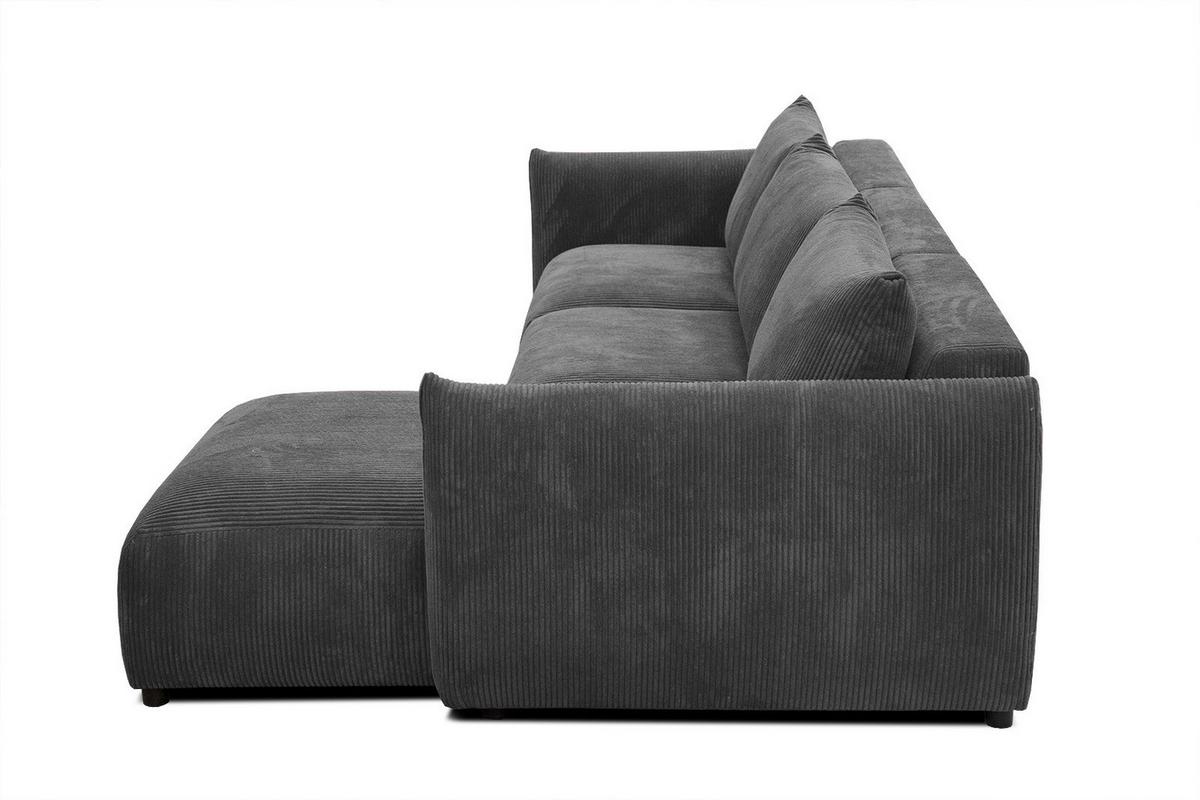 ECKSOFA TAUER 5-Sitzer, dunkelgrau - Dunkelgrau/Schwarz, Holzwerkstoff/Kunststoff (294/173cm) - Wozimo