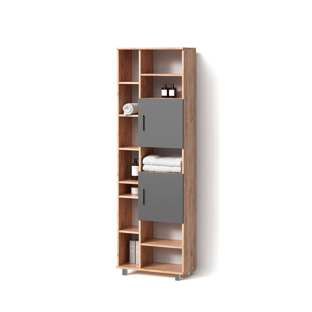 BADSCHRANK Eisak Goldkraft Eiche 60 x 190 cm - Honigeiche, Holzwerkstoff (60/190/30cm) - Livinity®