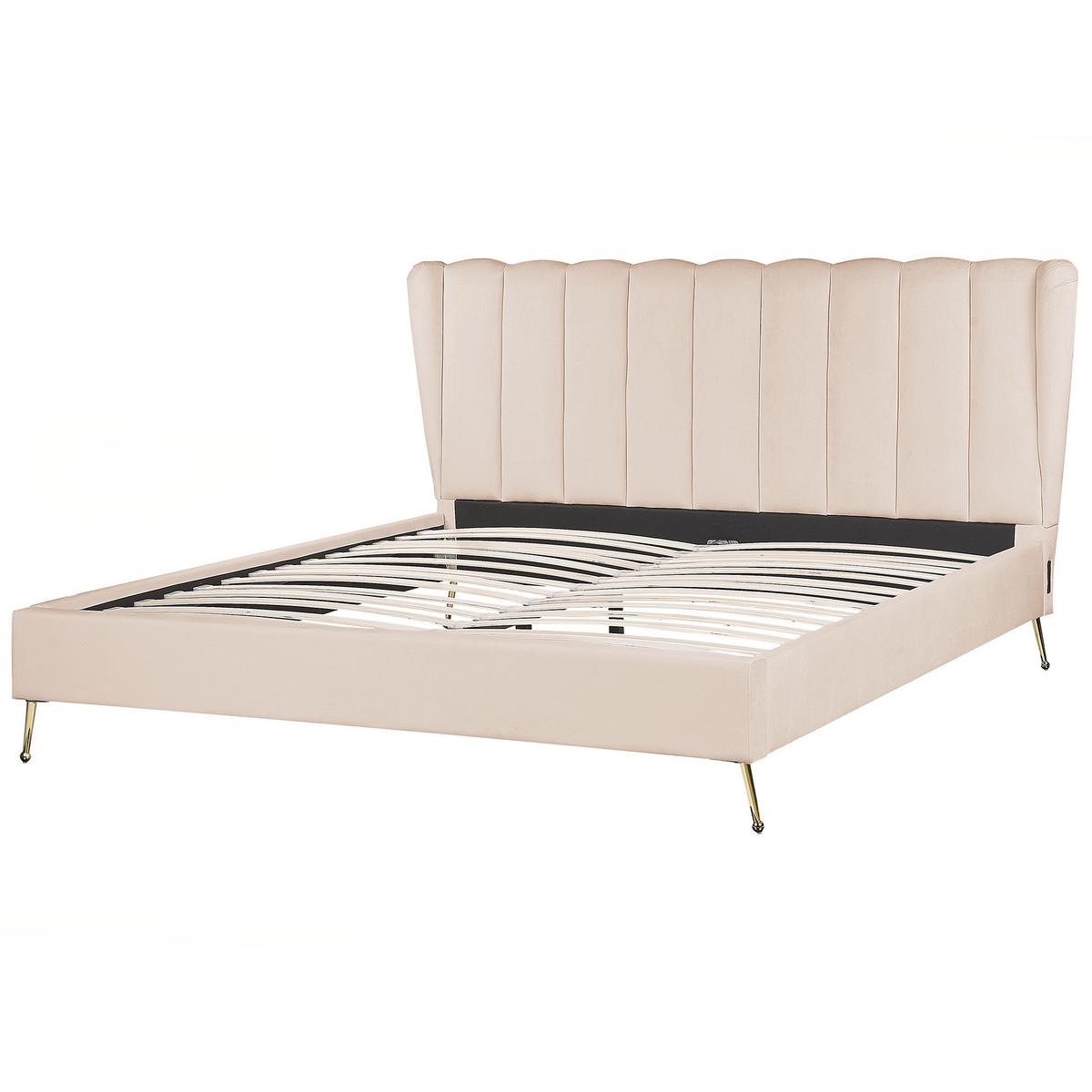 POLSTERBETT 180/200cm Beige Miribel - Beige, Textil (180/200cm) - Beliani