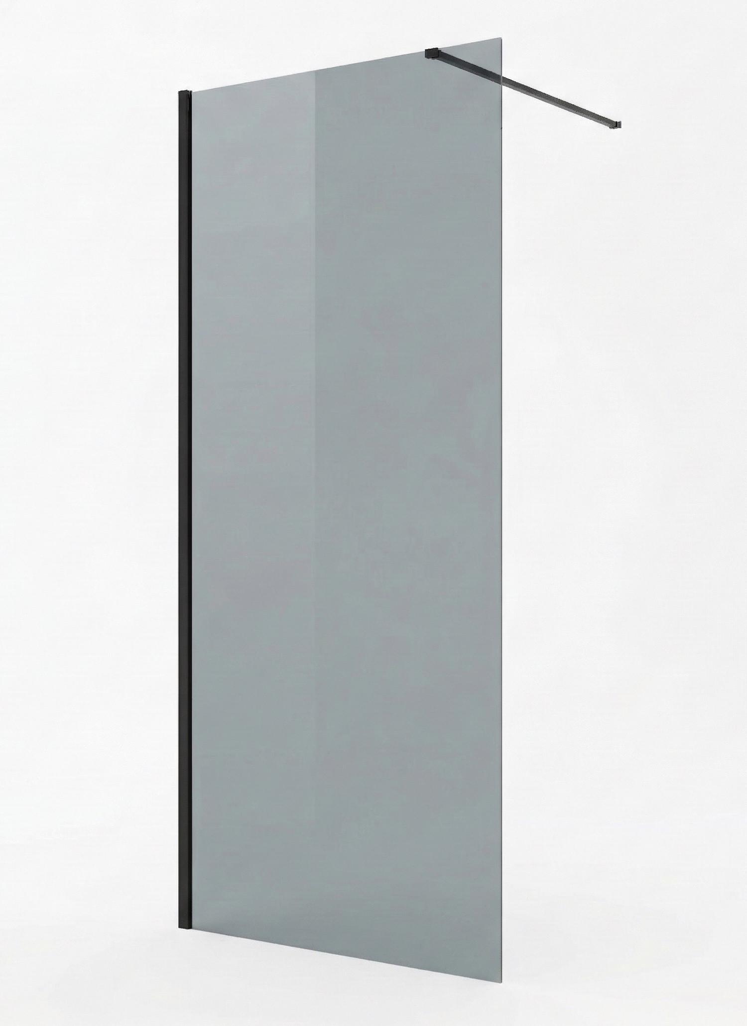 DUSCHWAND Rizani - 60 x 200 cm - Schwarz - Walk-In Duschabtrennung aus Rauchglas - Anthrazit/Schwarz, Glas (60/200cm) - Badplaats