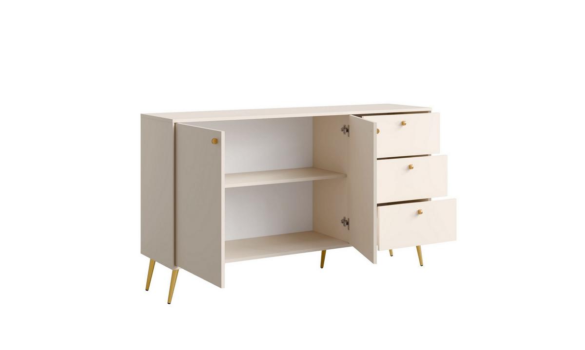 KOMMODE SFERA 156,2/89,2/40,5cm mit 3 Schubladen 2 Türen Beige - Beige, Holzwerkstoff (156.2/89.2/40.5cm) - MASSENO