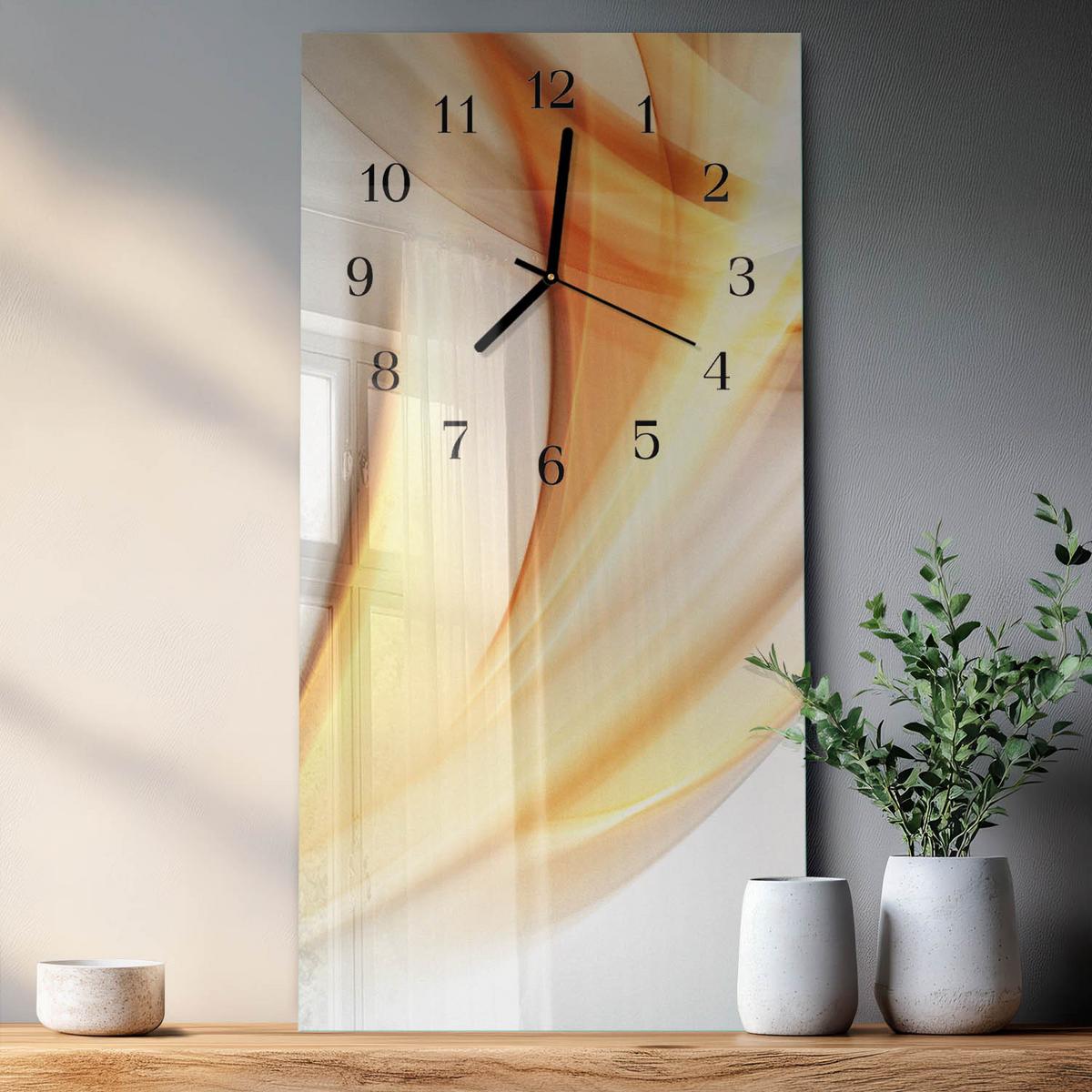WANDUHR aus Glas 30x60 cm - Muster - Orange, Glas (30/60/0.4cm) - TULUP