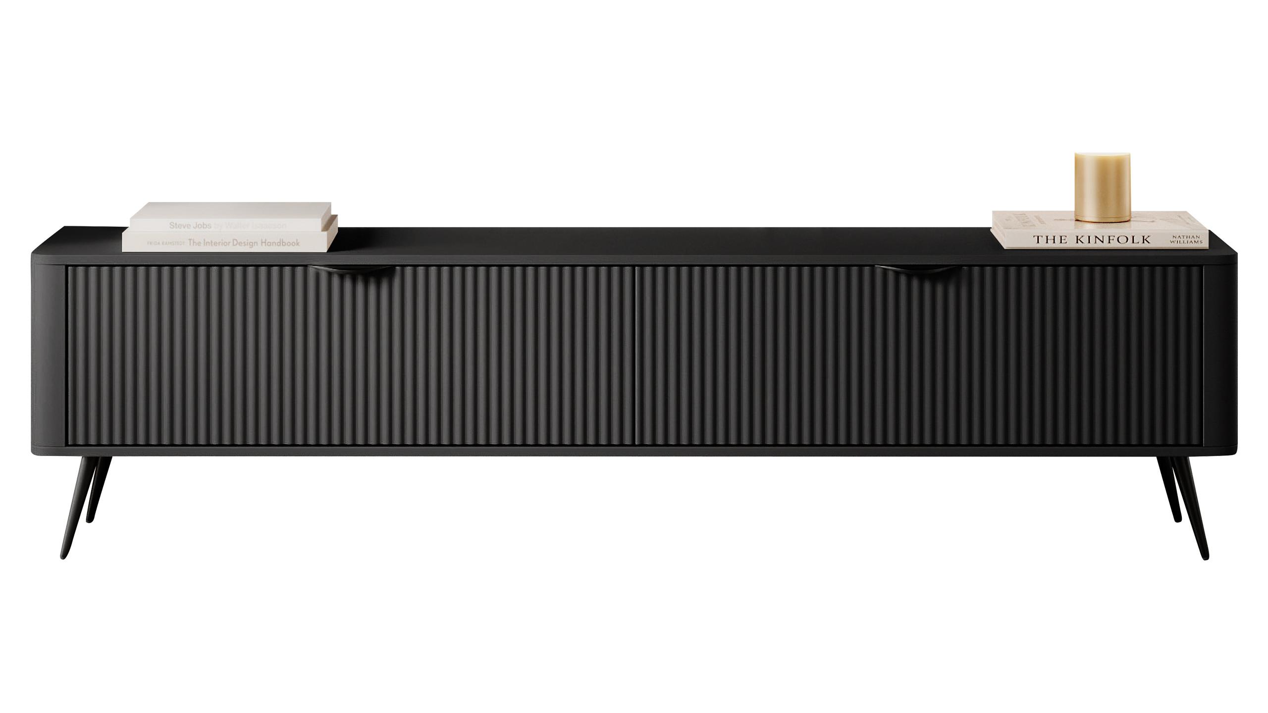 TV-ELEMENT Lante 200 2D - Dunkelgrau/Schwarz, Holzwerkstoff/Metall (200/52/38cm) - MIRJAN24