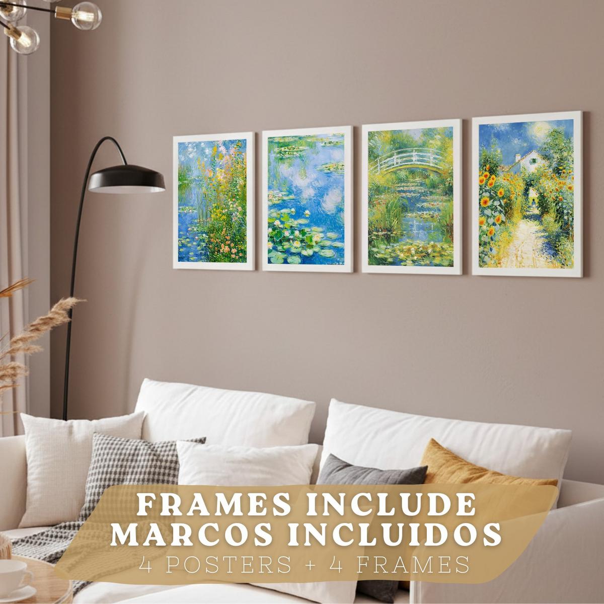 POSTER 4er Bilder-Set Wandbilder Matisse Stil modern Wohnzimmer Deko, Schlafzimmer, Küche, Badezimmer Weißer Rahmen A4 - Weiß, Papier (29.7/1/21cm) - Nacnic