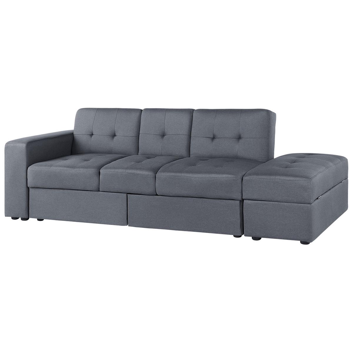 3-SITZER-SCHLAFSOFA dunkelgrau mit Stauraum Ottomane Falster - Grau, Textil (210/71/94cm) - Beliani