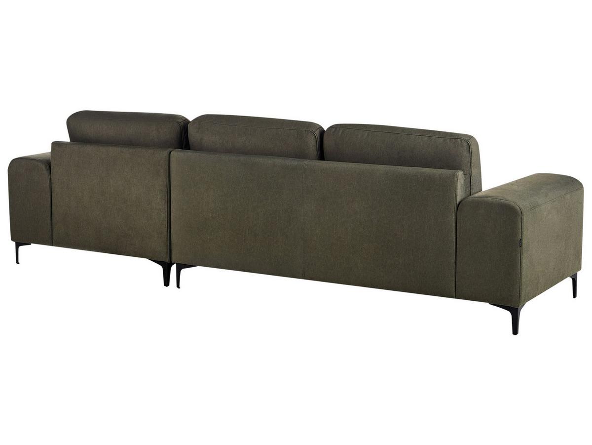 ECKSOFA 4-Sitzer Samtstoff Dunkelgrün linksseitig Kiruna - Schwarz/Grün, Textil (290/148cm) - Beliani